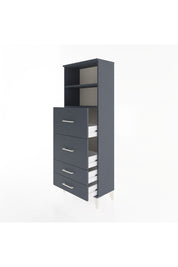 Arges Dolap 2 Raflı 4 Çekmeceli 60x30x163 Antrasit-Antrasit