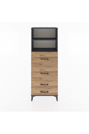 Arges Dolap 2 Raflı 4 Çekmeceli 60x30x163 Antrasit-Çam