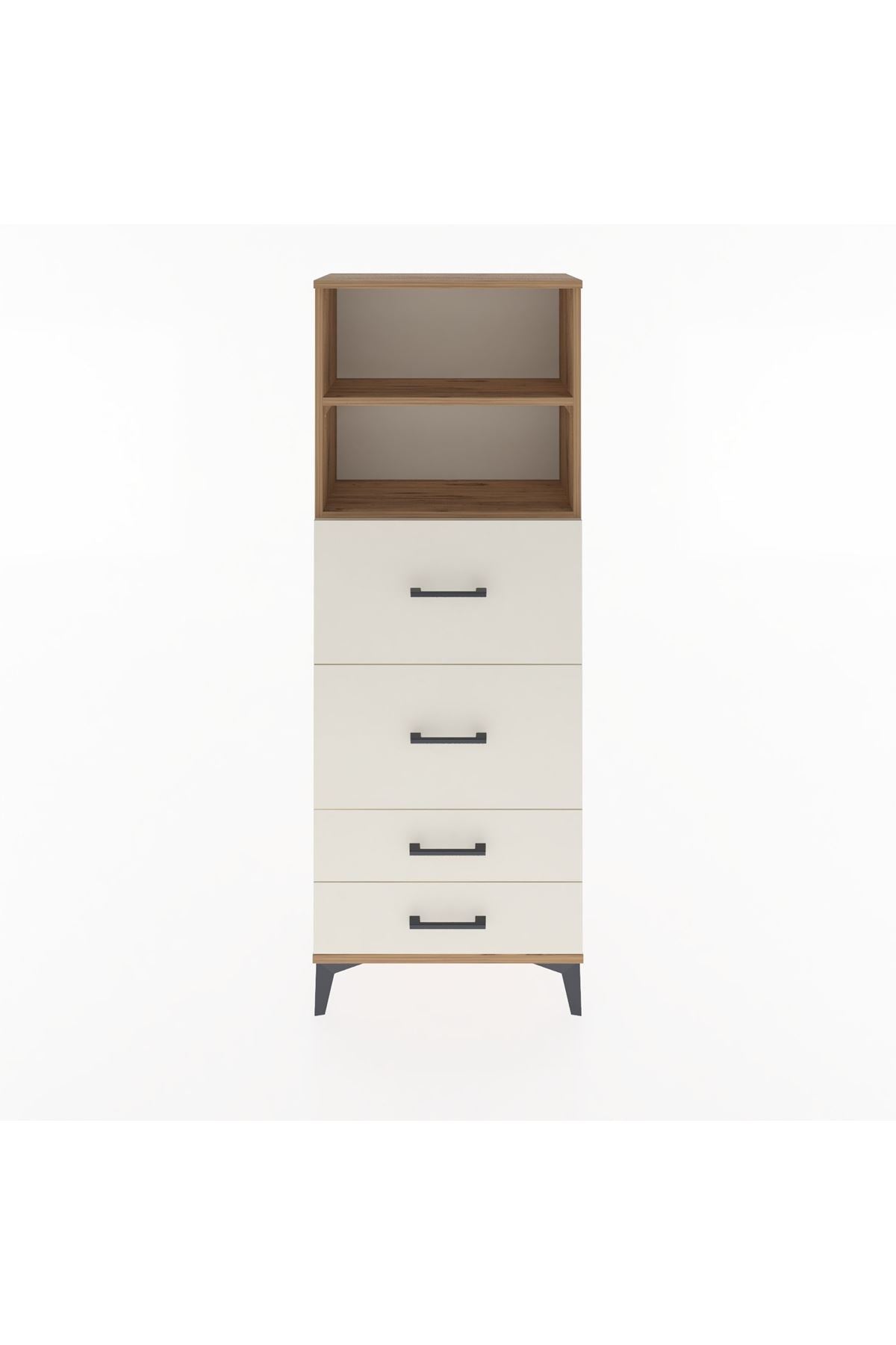 Arges Dolap 2 Raflı 4 Çekmeceli 60x30x163 Çam-Aytaşı