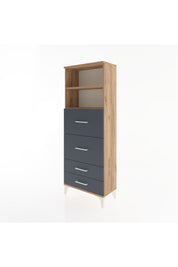 Arges Dolap 2 Raflı 4 Çekmeceli 60x30x163 Çam-Antrasit