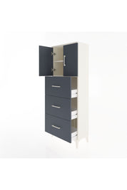 Arges Dolap 2 Raflı 3 Çekmeceli 2 Kapaklı 60x30x163 Aytaşı-Antrasit