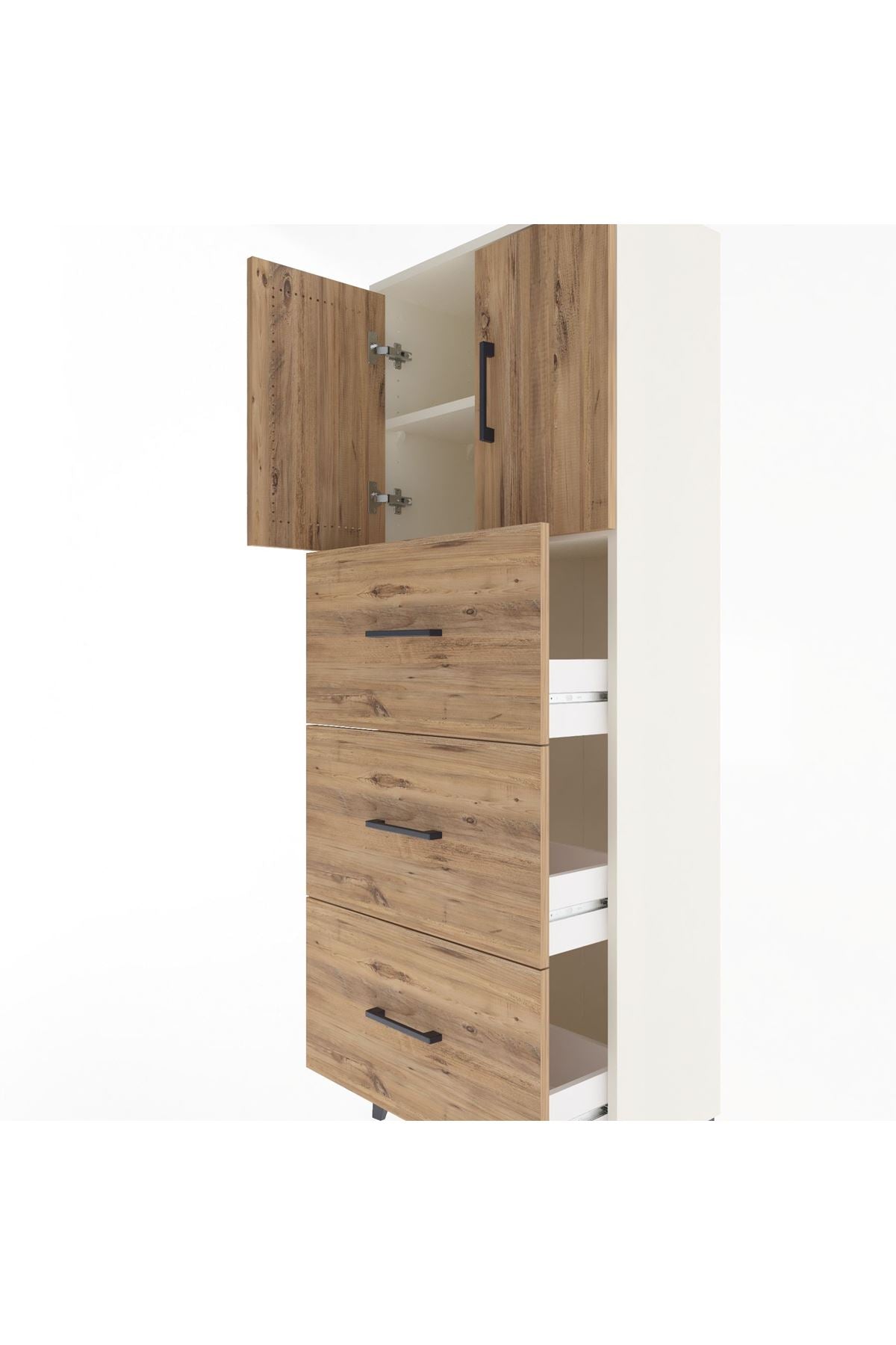 Arges Dolap 2 Raflı 3 Çekmeceli 2 Kapaklı 60x30x163 Aytaşı-Çam