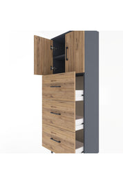 Arges Dolap 2 Raflı 3 Çekmeceli 2 Kapaklı 60x30x163 Antrasit-Çam