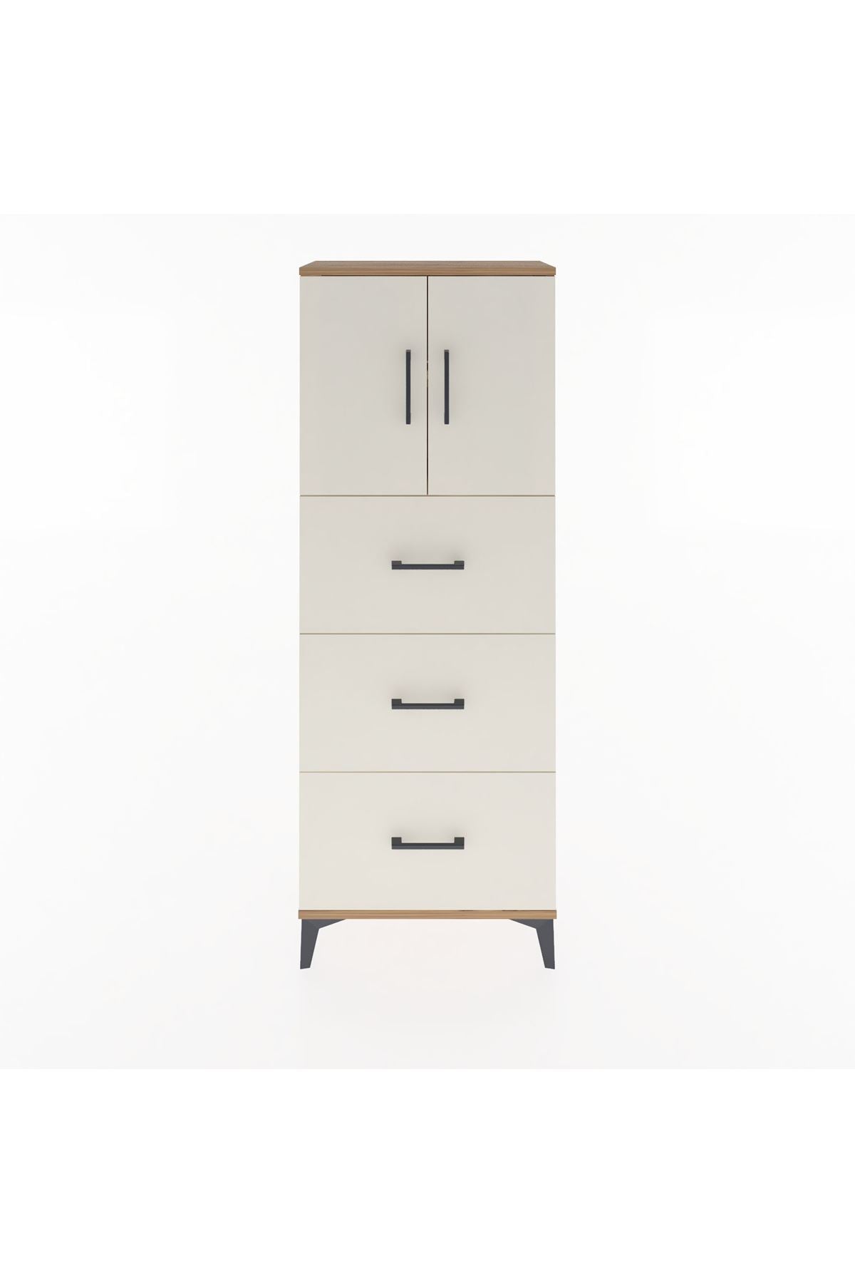 Arges Dolap 2 Raflı 3 Çekmeceli 2 Kapaklı 60x30x163 Çam-Aytaşı