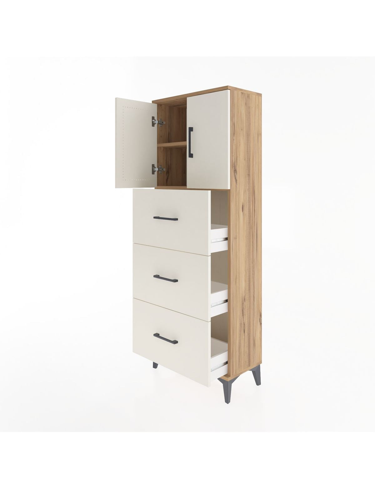 Arges Dolap 2 Raflı 3 Çekmeceli 2 Kapaklı 60x30x163 - S20M079V7A