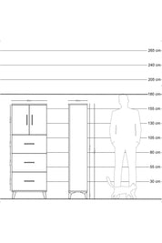 Arges Dolap 2 Raflı 3 Çekmeceli 2 Kapaklı 60x30x163 Çam-Antrasit