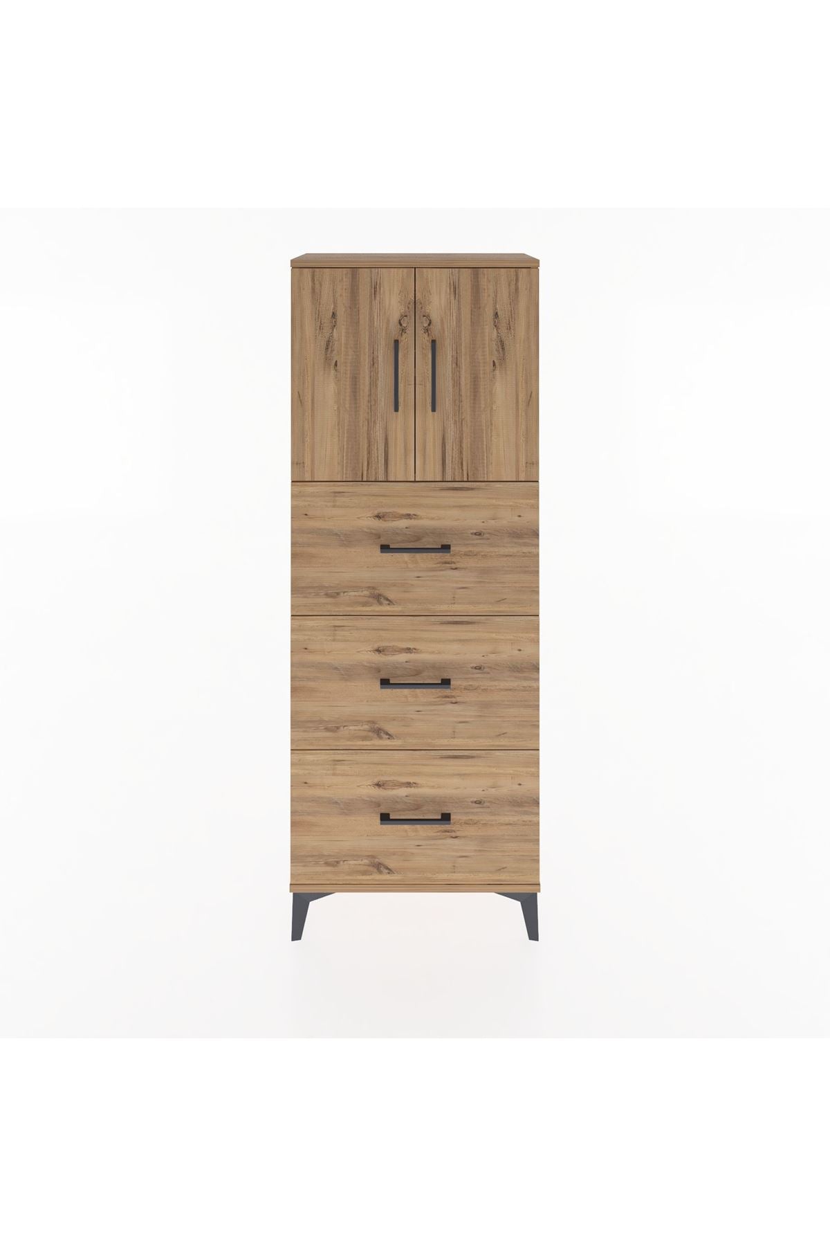 Arges Dolap 2 Raflı 3 Çekmeceli 2 Kapaklı 60x30x163 Çam-Çam