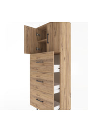 Arges Dolap 2 Raflı 3 Çekmeceli 2 Kapaklı 60x30x163 Çam-Çam