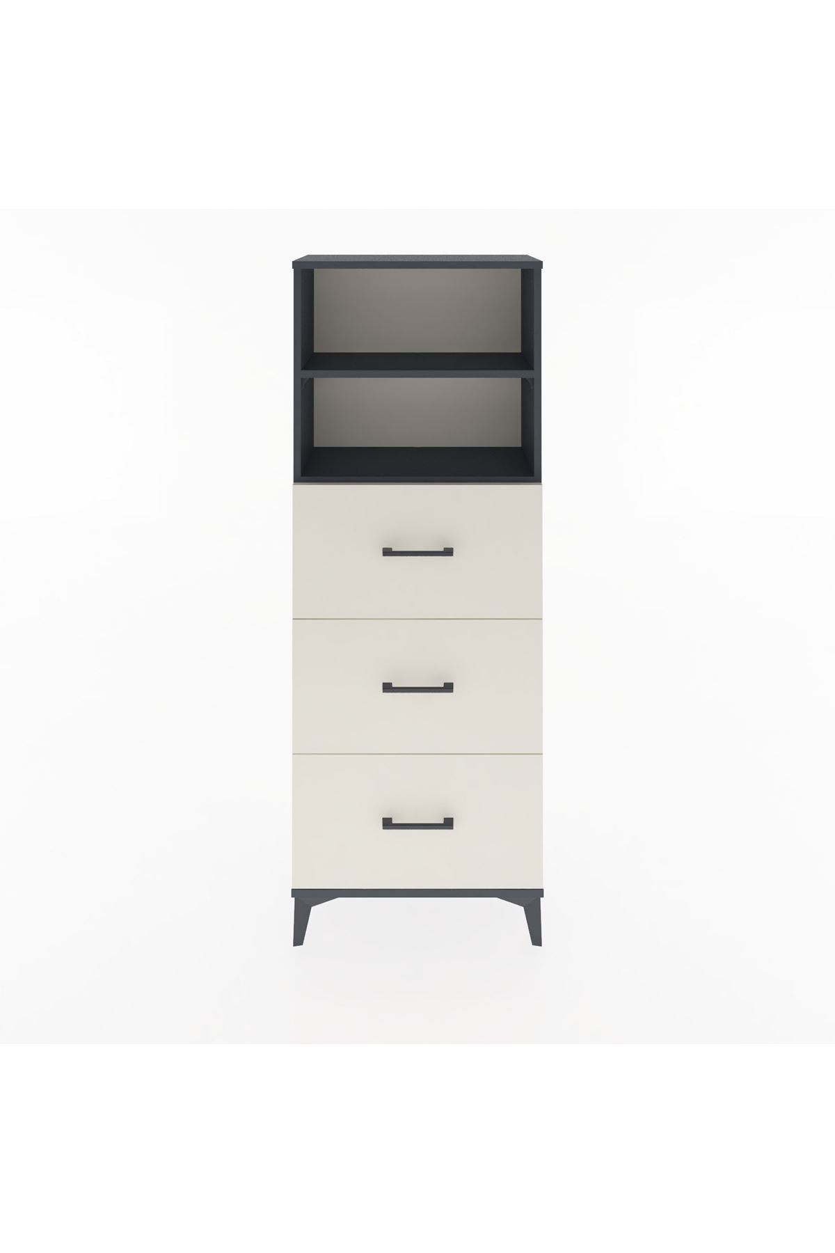 Arges Dolap 2 Raflı 3 Çekmeceli 60x30x163 Antrasit-Aytaşı