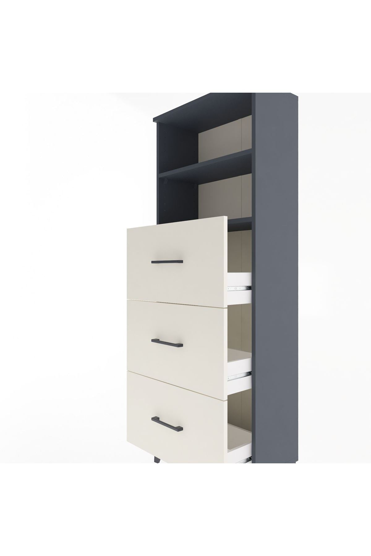 Arges Dolap 2 Raflı 3 Çekmeceli 60x30x163 Antrasit-Aytaşı