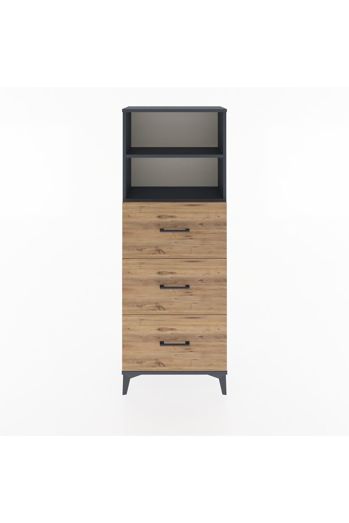 Arges Dolap 2 Raflı 3 Çekmeceli 60x30x163 Antrasit-Çam