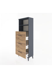 Arges Dolap 2 Raflı 3 Çekmeceli 60x30x163 Antrasit-Çam