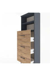 Arges Dolap 2 Raflı 3 Çekmeceli 60x30x163 Antrasit-Çam