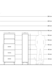 Arges Dolap 2 Raflı 3 Çekmeceli 60x30x163 Antrasit-Çam