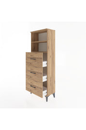 Arges Dolap 2 Raflı 3 Çekmeceli 60x30x163 Çam-Çam