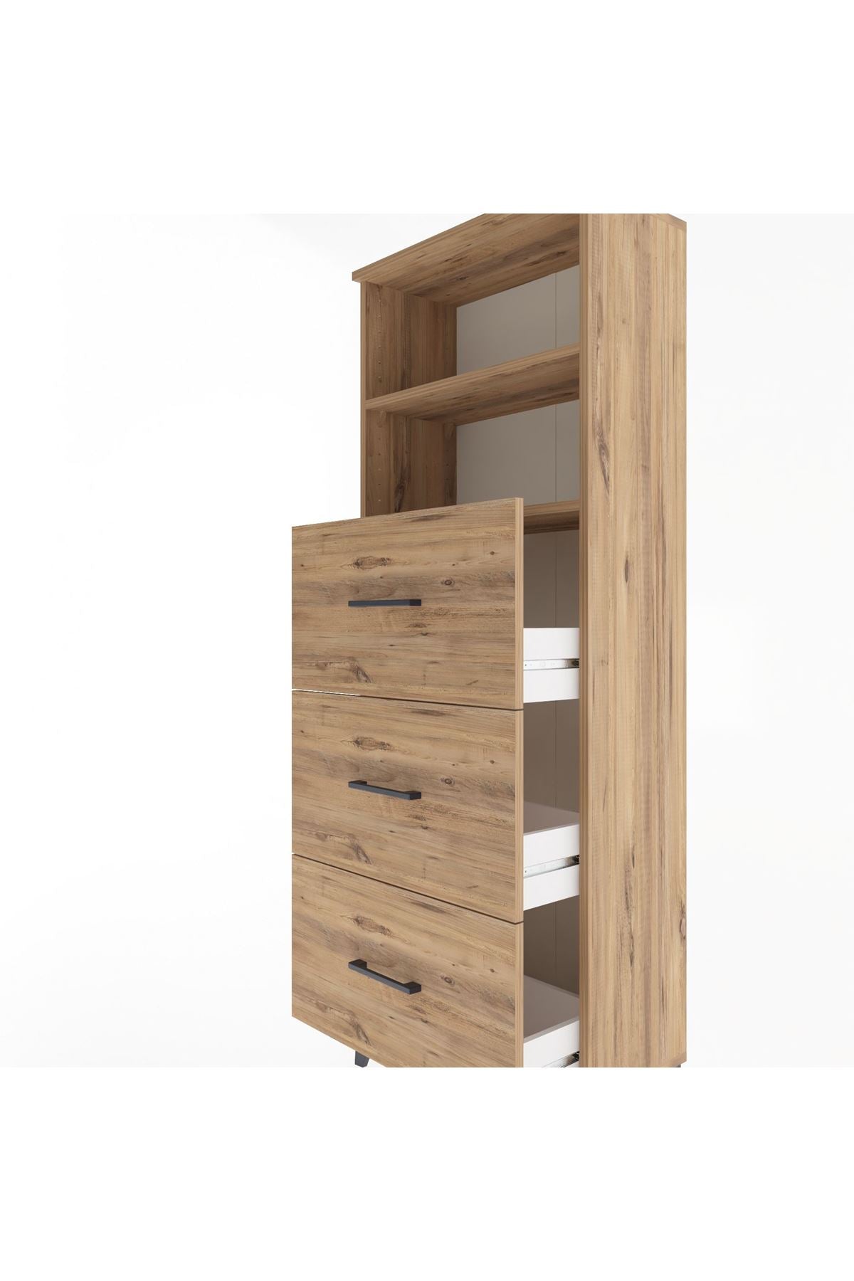 Arges Dolap 2 Raflı 3 Çekmeceli 60x30x163 Çam-Çam