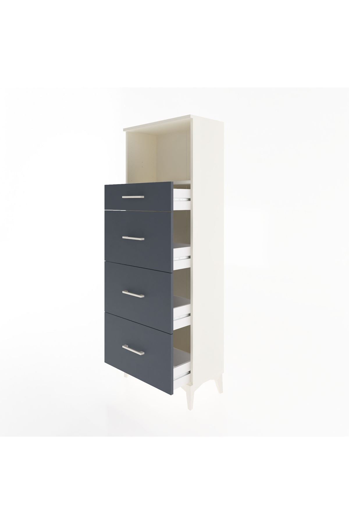Arges Dolap Tek Raflı 4 Çekmeceli 60x30x163 Aytaşı-Antrasit