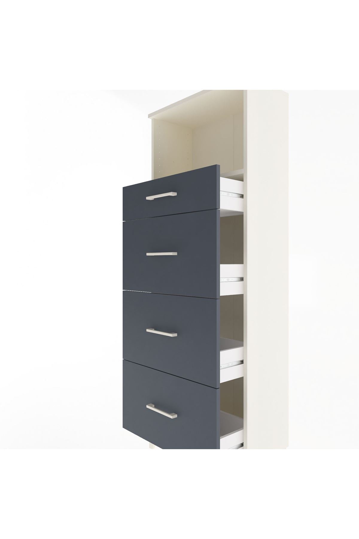 Arges Dolap Tek Raflı 4 Çekmeceli 60x30x163 Aytaşı-Antrasit