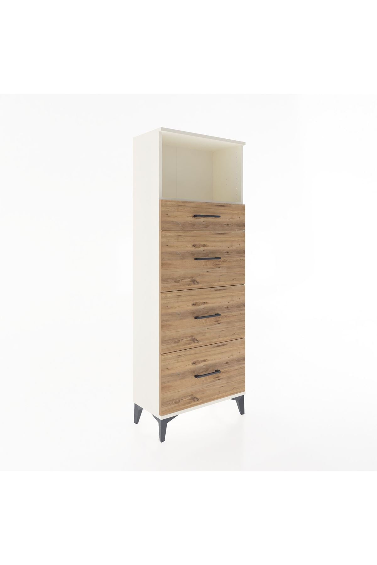 Arges Dolap Tek Raflı 4 Çekmeceli 60x30x163 Aytaşı-Çam