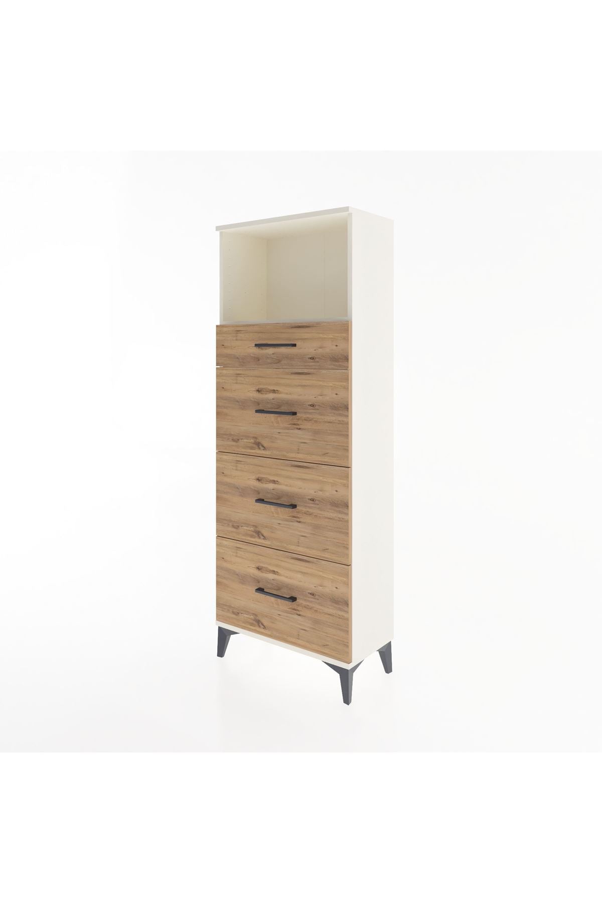Arges Dolap Tek Raflı 4 Çekmeceli 60x30x163 Aytaşı-Çam