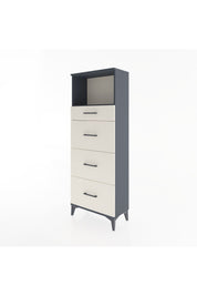 Arges Dolap Tek Raflı 4 Çekmeceli 60x30x163 Antrasit-Aytaşı