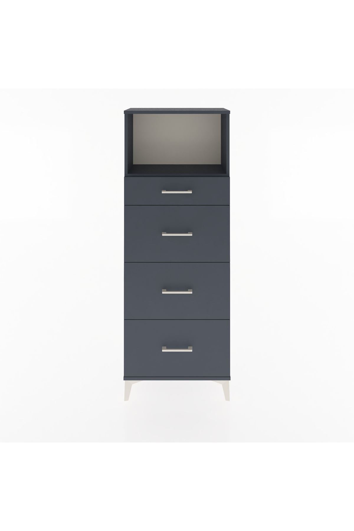 Arges Dolap Tek Raflı 4 Çekmeceli 60x30x163 Antrasit-Antrasit