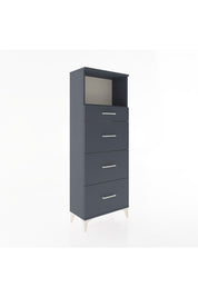 Arges Dolap Tek Raflı 4 Çekmeceli 60x30x163 Antrasit-Antrasit