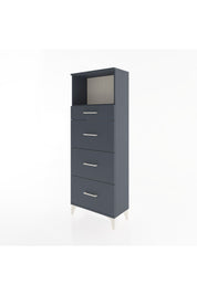 Arges Dolap Tek Raflı 4 Çekmeceli 60x30x163 Antrasit-Antrasit