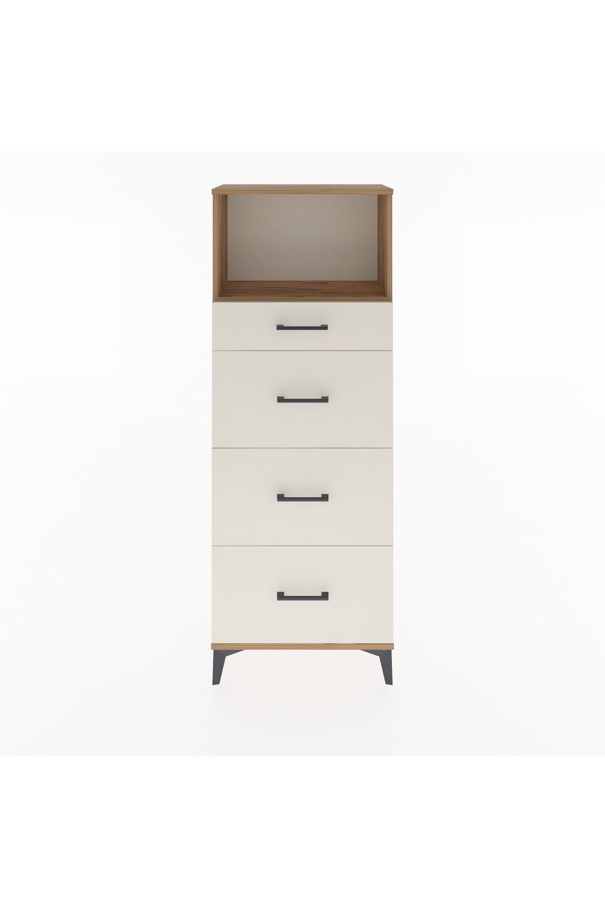 Arges Dolap Tek Raflı 4 Çekmeceli 60x30x163 Çam-Aytaşı