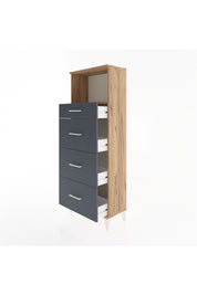Arges Dolap Tek Raflı 4 Çekmeceli 60x30x163 Çam-Antrasit