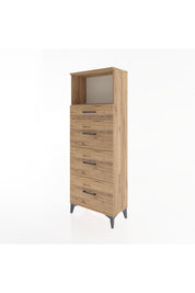 Arges Dolap Tek Raflı 4 Çekmeceli 60x30x163 Çam-Çam