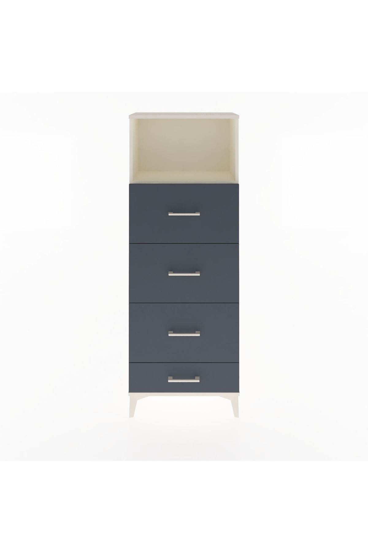 Arges Dolap Tek Raflı 4 Çekmeceli 60x30x163 Aytaşı-Antrasit