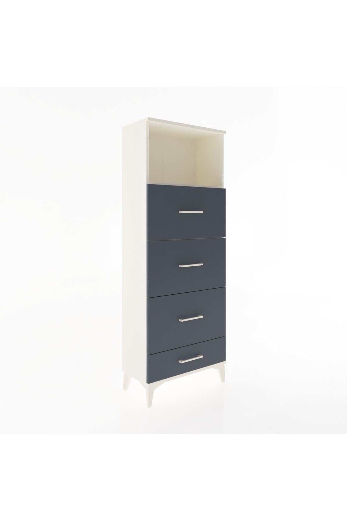 Arges Dolap Tek Raflı 4 Çekmeceli 60x30x163 Aytaşı-Antrasit