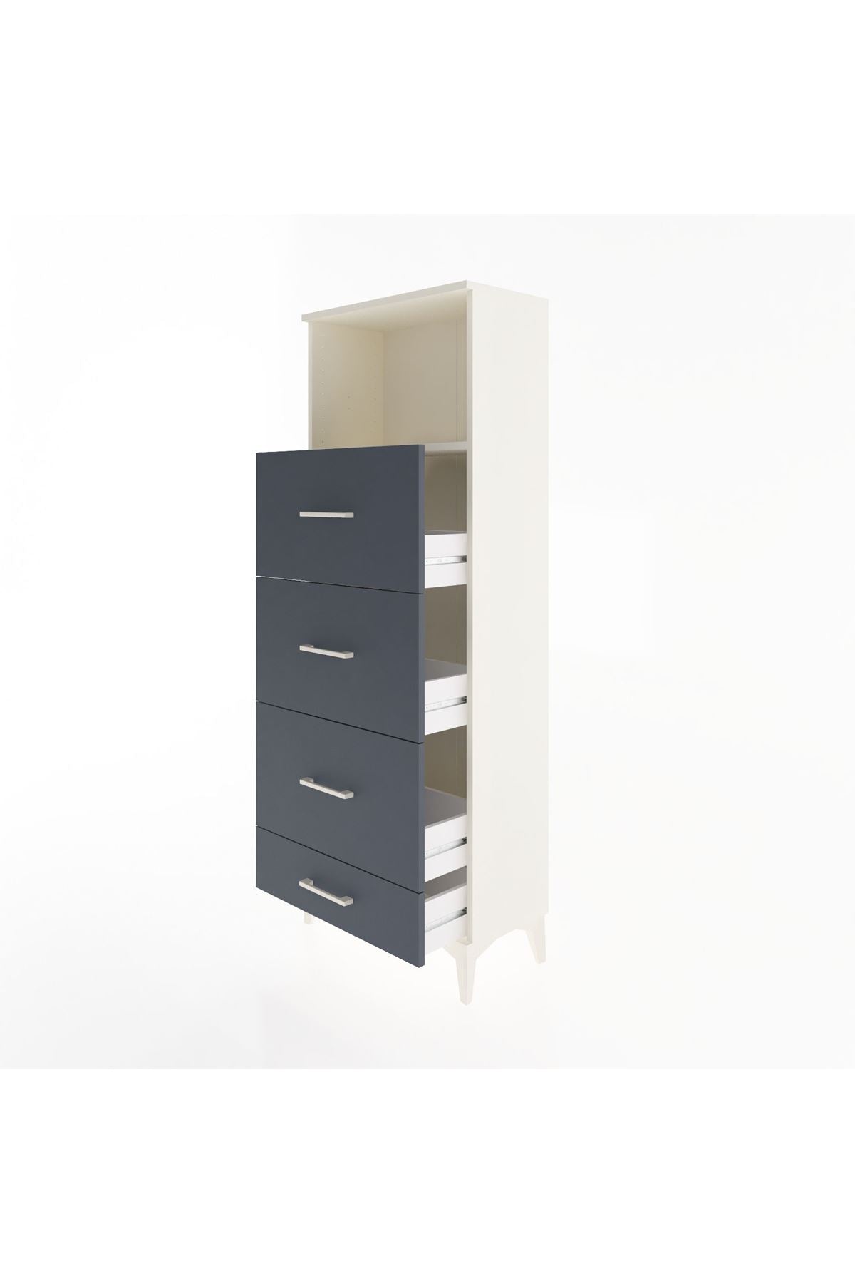 Arges Dolap Tek Raflı 4 Çekmeceli 60x30x163 Aytaşı-Antrasit