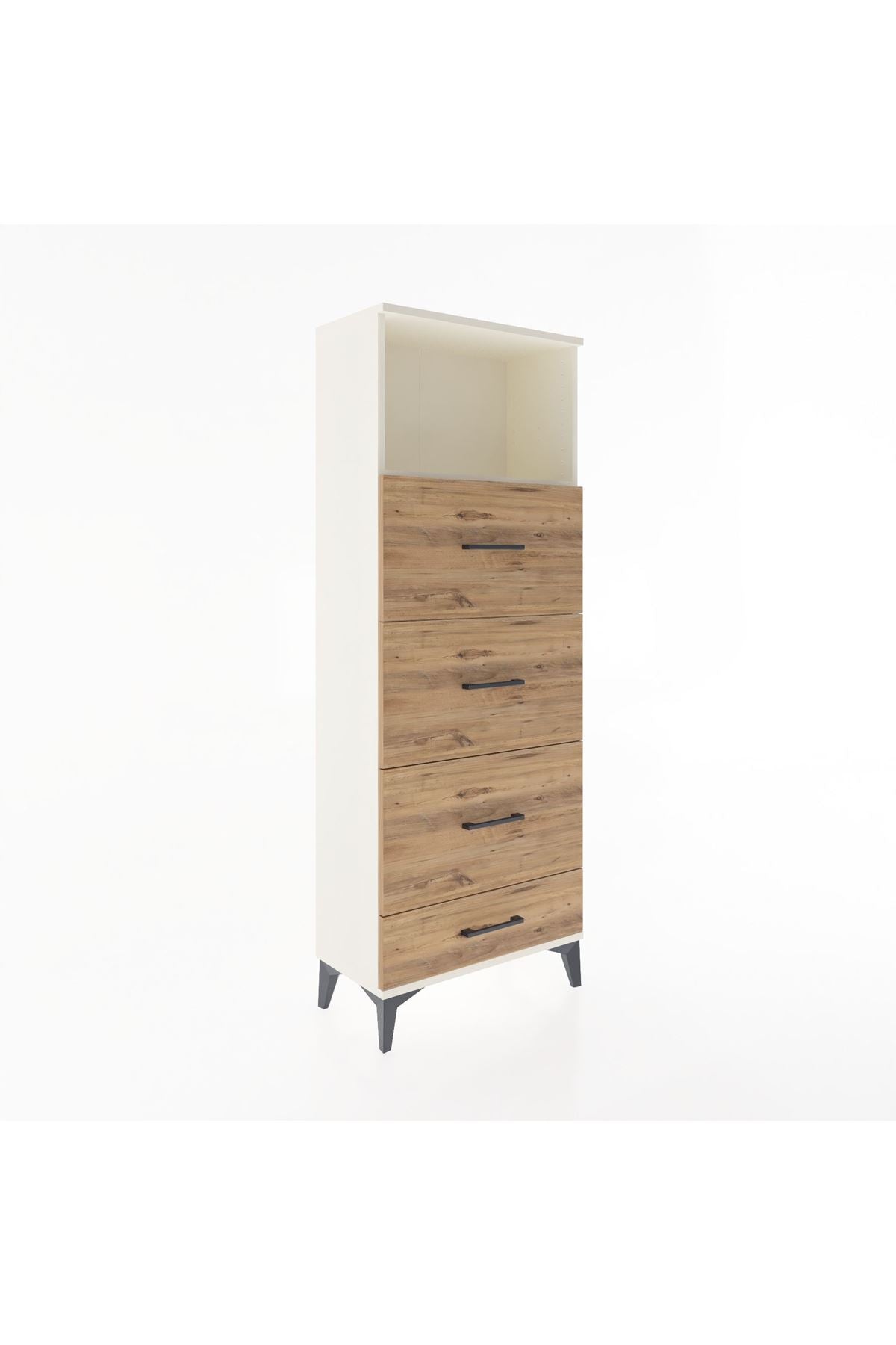 Arges Dolap Tek Raflı 4 Çekmeceli 60x30x163 Aytaşı-Çam