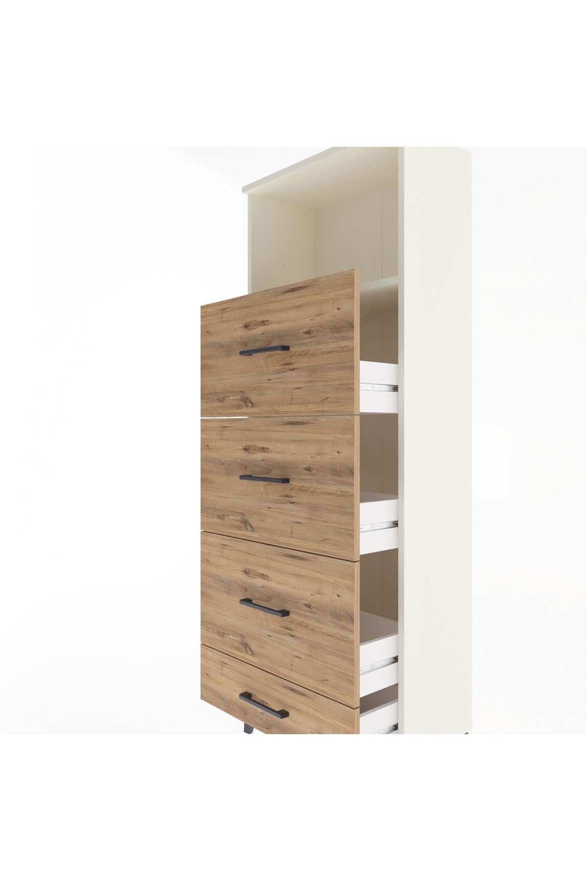 Arges Dolap Tek Raflı 4 Çekmeceli 60x30x163 Aytaşı-Çam
