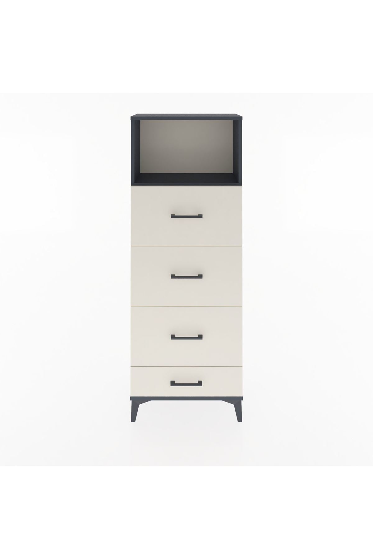 Arges Dolap Tek Raflı 4 Çekmeceli 60x30x163 Antrasit-Aytaşı