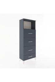 Arges Dolap Tek Raflı 4 Çekmeceli 60x30x163 Antrasit-Antrasit
