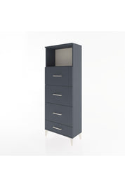 Arges Dolap Tek Raflı 4 Çekmeceli 60x30x163 Antrasit-Antrasit