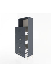 Arges Dolap Tek Raflı 4 Çekmeceli 60x30x163 Antrasit-Antrasit