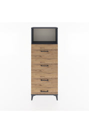 Arges Dolap Tek Raflı 4 Çekmeceli 60x30x163 Antrasit-Çam