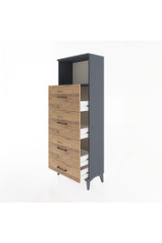 Arges Dolap Tek Raflı 4 Çekmeceli 60x30x163 Antrasit-Çam