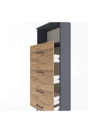 Arges Dolap Tek Raflı 4 Çekmeceli 60x30x163 Antrasit-Çam
