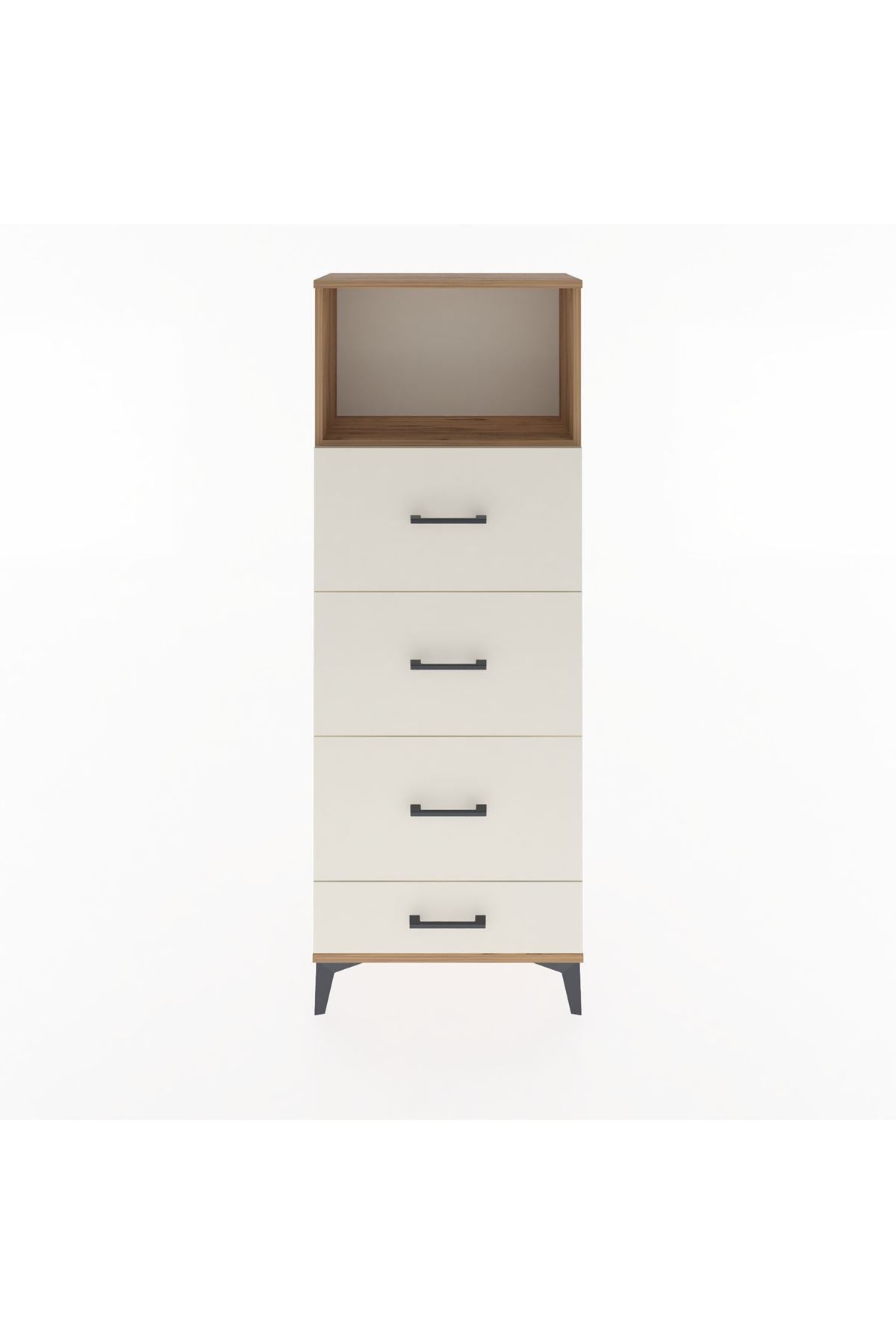 Arges Dolap Tek Raflı 4 Çekmeceli 60x30x163 Çam-Aytaşı