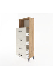 Arges Dolap Tek Raflı 4 Çekmeceli 60x30x163 Çam-Aytaşı