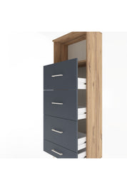 Arges Dolap Tek Raflı 4 Çekmeceli 60x30x163 Çam-Antrasit
