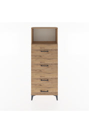 Arges Dolap Tek Raflı 4 Çekmeceli 60x30x163 Çam-Çam