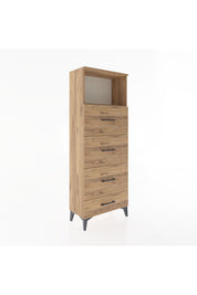 Arges Dolap Tek Raflı 4 Çekmeceli 60x30x163 Çam-Çam