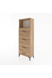 Arges Dolap Tek Raflı 4 Çekmeceli 60x30x163 Çam-Çam