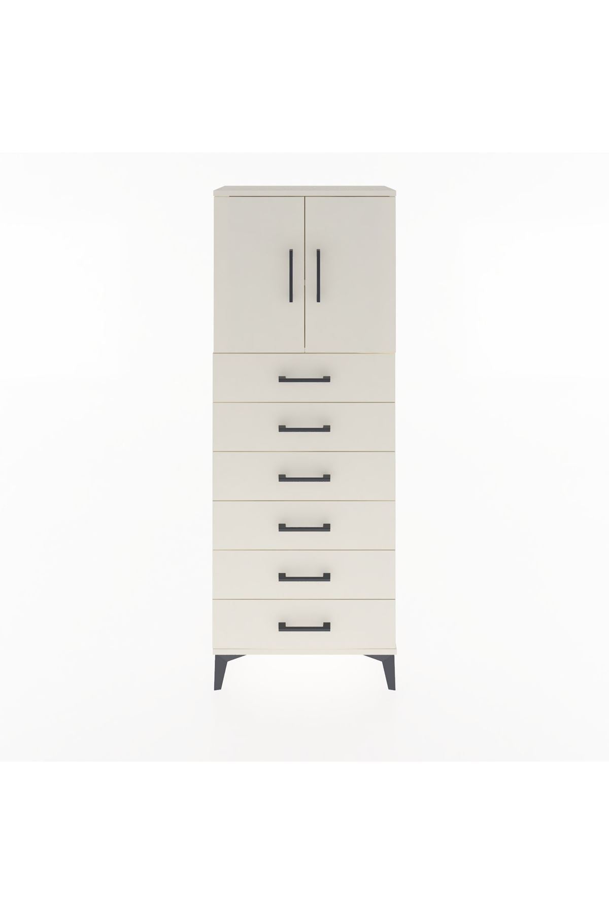 Arges Dolap 2 Raflı 6 Çekmeceli 2 Kapaklı 60x30x163 Aytaşı-Aytaşı